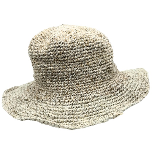 [HempH-01] Sombrero de festival boho de cáñamo y algodón tejido a mano - Natural