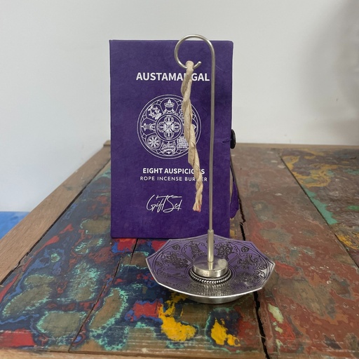 [RIH-05] Set de Incienso de Cuerda y Porta Incienso Plateado - Astamangal