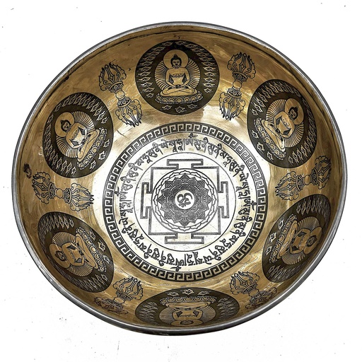 [Tib-105] Cuenco Tibetano Curativo Grabado - 21cm - Om y Buda