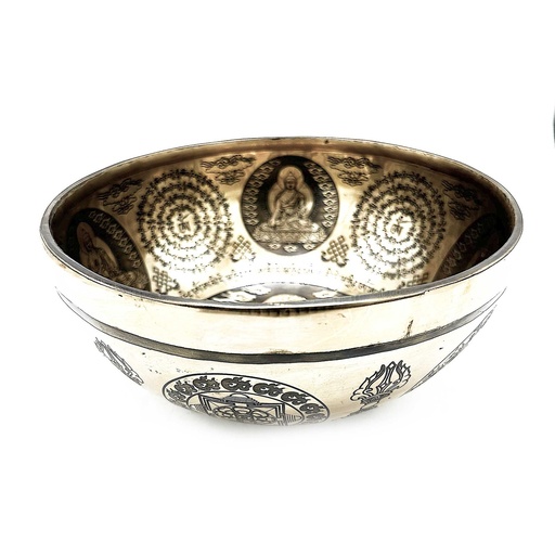 [Tib-107] Cuenco Tibetano Curativo Grabado - 21cm - 5 Budas