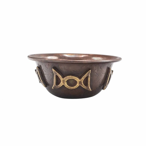 [CIC-07] Cuenco ritual antiguo de cobre con luna triple 8x4 cm