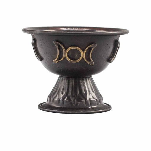 [CIC-09] Cáliz Ritual de Cobre Antiguo Triple Luna 10x8cm