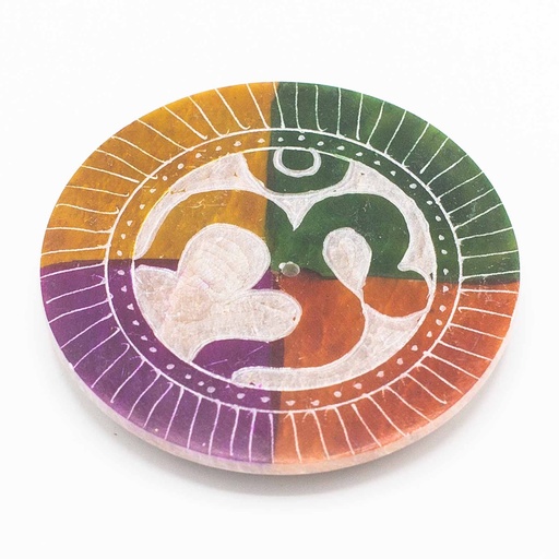 [SoapISH-03] Porta Incienso en Disco de Esteatita 8cm - Om
