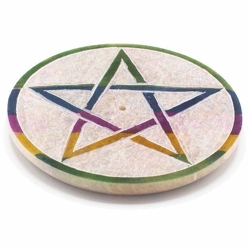 [SoapISH-04] Porta Incienso en Disco de Esteatita 8cm - Pentágono