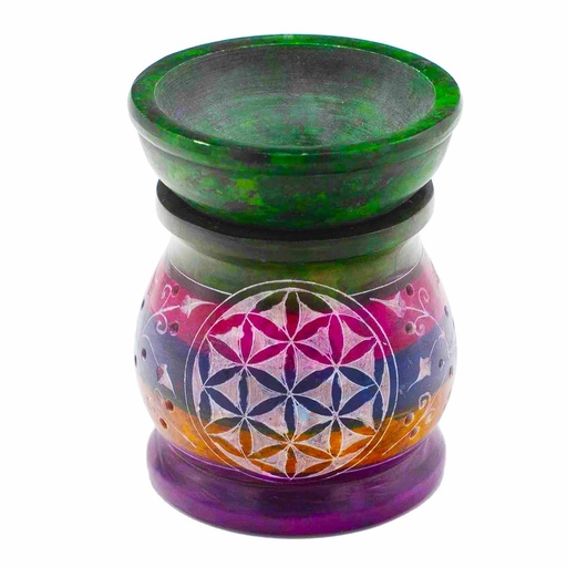 [SoapOB-18] Quemador de Aceite de Esteatita 10cm - Flor de la Vida - Cinco Colores