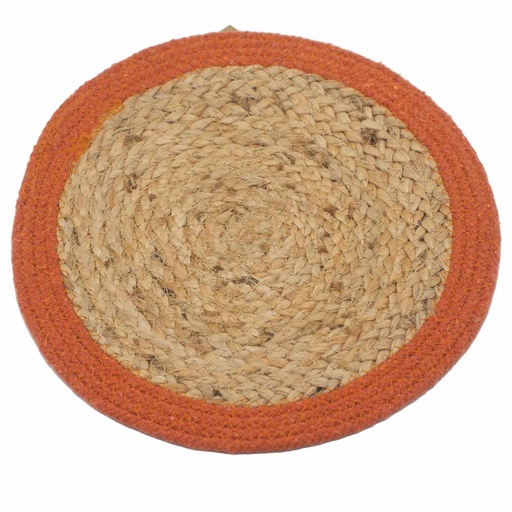 [NPMAT-05] Mantel Individual Natural - Yute & Algodón 30cm - Borde Arcilla