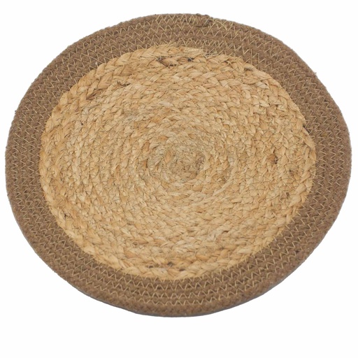 [NPMAT-06] Mantel Individual Natural - Yute & Algodón 30cm - Cenefa Natural