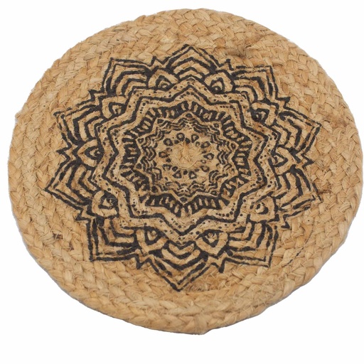 [NPMAT-07] Mantel Individual Natural - Yute 30cm - Estampado Mandala