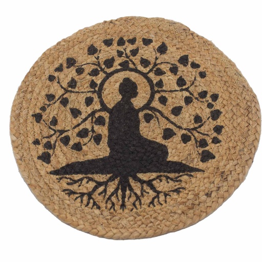 [NPMAT-08] Mantel Individual Natural - Yute 30cm - Estampado Árbol Bodhi