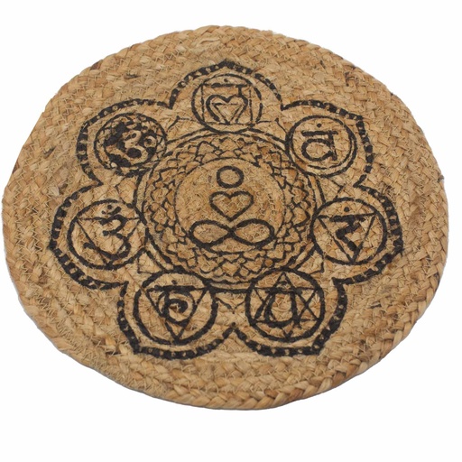 [NPMAT-09] Mantel Individual Natural - Yute 30cm - Estampado Chakra