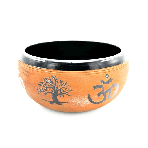 [TIB-113] Cuenco tibetano de polvo de tierra - Arcilla Om Buddha - 16cm