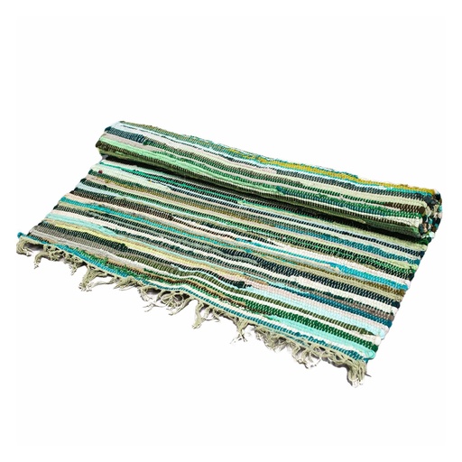 [VRUG-19] Alfombra de trapo grande - 150x90 cm - calidad premium - Verdes naturales