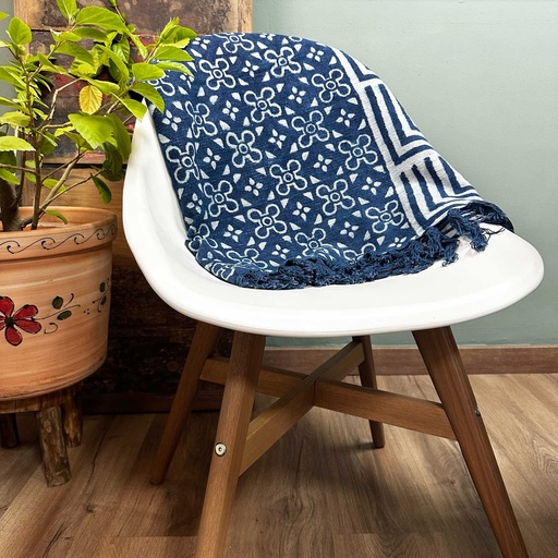 [HIT-01] Manta índigo hecha a mano - 170x120cm - Kasba Tiles