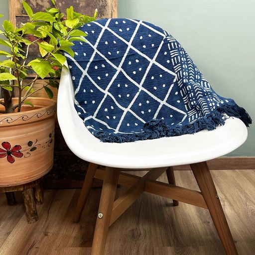 [HIT-03] Manta índigo hecha a mano - 170x120cm - Midnight Heerak