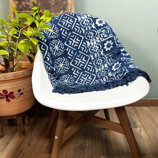 [HIT-04] Manta índigo hecha a mano - 170x120cm - Desi Stripes