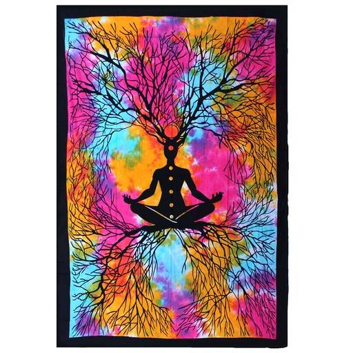 [CBWH-24] Colcha Individual de Algodón + Tapiz de Pared - Yoga Tree
