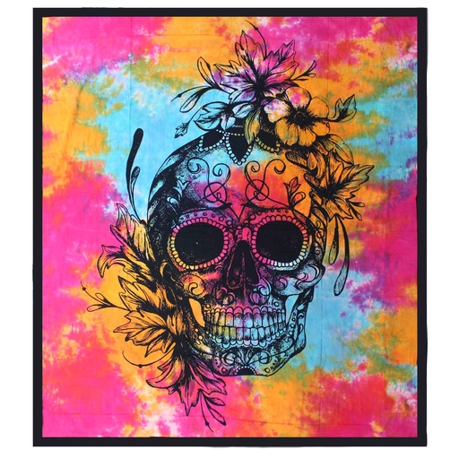 [CBWH-27] Colcha Doble de Algodón + Tapiz de Pared - Calavera Día de Muertos