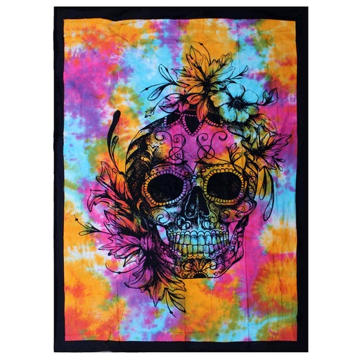 [CBWH-28] Colcha Individual de Algodón + Tapiz de Pared - Calavera Día de Muertos