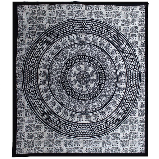 [CBWH-29] Colcha Doble de Algodón + Tapiz de Pared - Mono - Mandala Elefante
