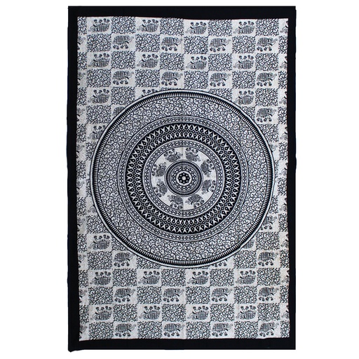 [CBWH-30] Colcha Individual de Algodón + Tapiz de Pared - Mono - Mandala Elefante
