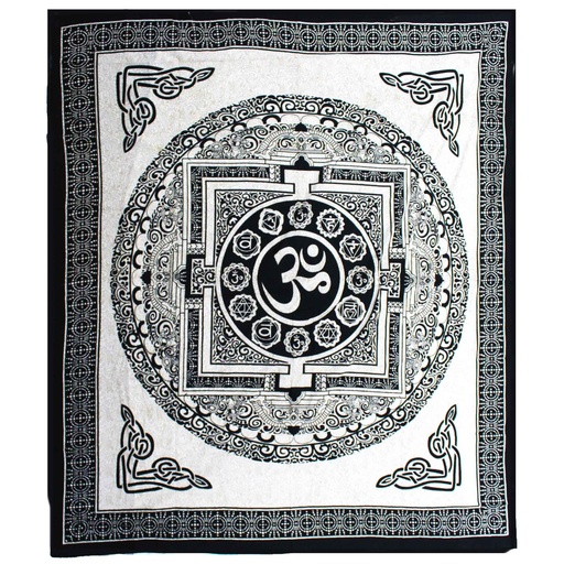 [CBWH-31] Colcha Doble de Algodón + Tapiz de Pared - Mono - OM Mandala