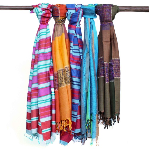 [BohoIS-06] Bufandas bohemias indias grandes - 28x72cm - Azules aleatorios