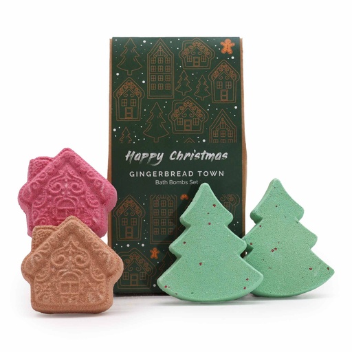 [XBB-01] Paquete de regalo de bombas de baño navideñas de Gingerbread Town