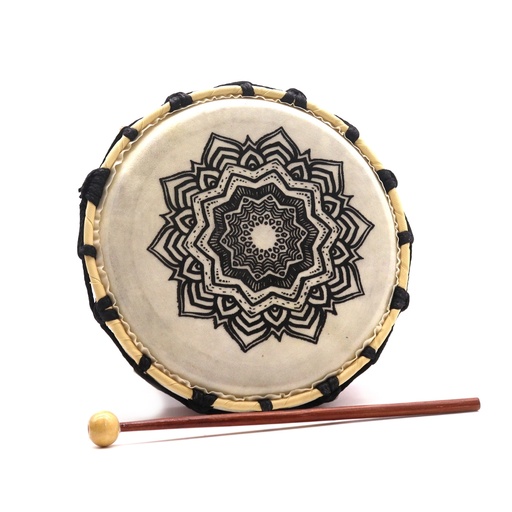 [DD-07] Tambor Chamánico Mandala con Baqueta - 20cm