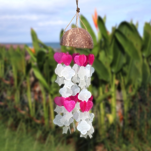 [Copi-10] Campanas de viento de coco y capiz - Estrellas azules y blancas - 30 cm