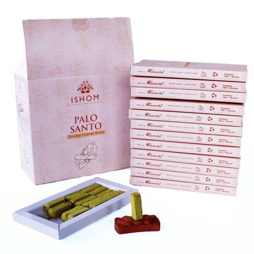 [AISB-02] Pack of 15 Natural Incense Smudge Bricks and Burner - Palo Santo