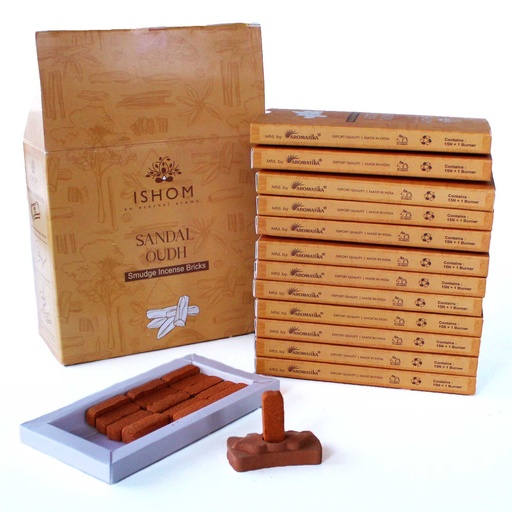 [AISB-06] Pack of 15 Natural Incense Smudge Bricks and Burner - Sandal Wood