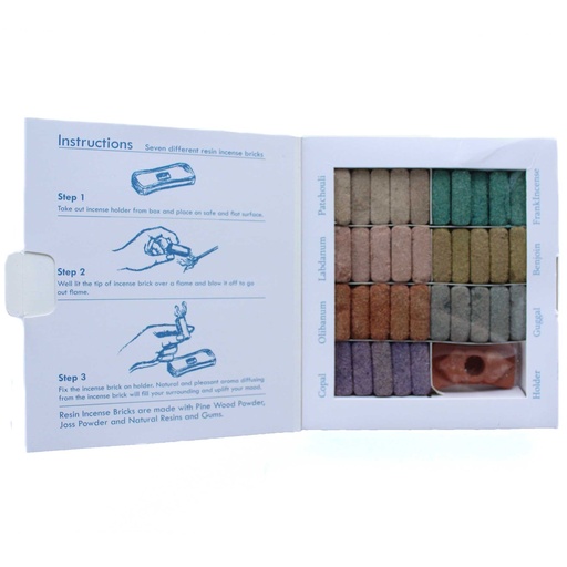 [AISB-09] Display Set of 70 Incense Smudge Bricks and Burner - Wild West
