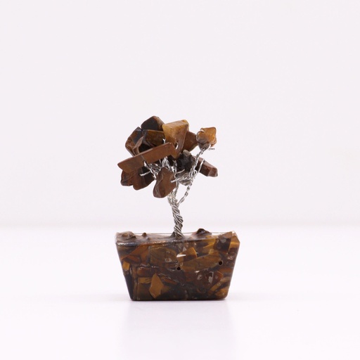 [MGemT-03] Mini árbol de piedras preciosas sobre base de orgonita - Ojo de tigre (15 piedras)