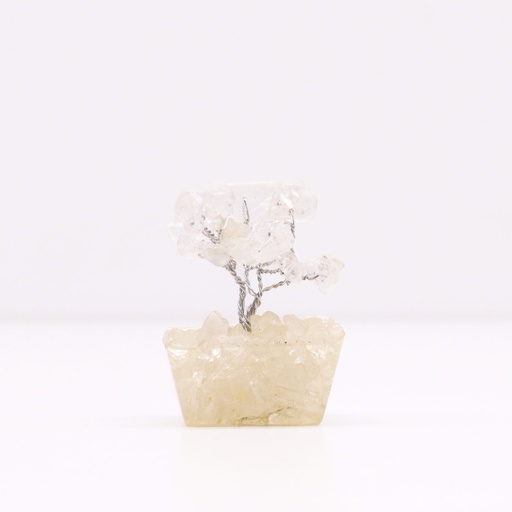 [MGemT-05] Mini árbol de piedras preciosas sobre base de orgonita - Cuarzo de roca (15 piedras)