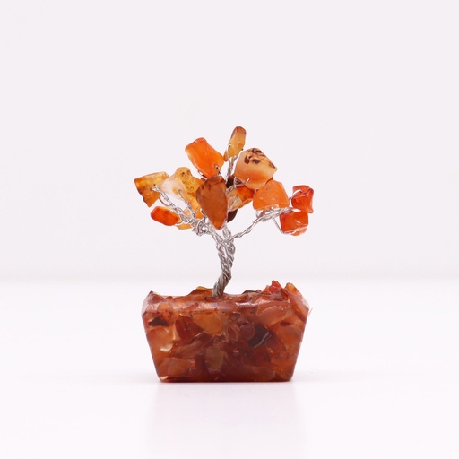 [MGemT-07] Mini árbol de piedras preciosas sobre base de orgonita - Cornalina (15 piedras)