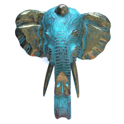 [VINTEP-04] Cabeza Grande de Elefante - Oro y Turquesa