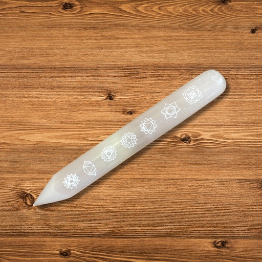 [SelW-13] Varita Selenita - 16 cm (Punto uno Extremo) 7 Chakra