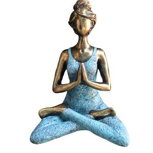 [YogaL-01] Yoga Lady Figure -  Bronze & Turqoise 24cm