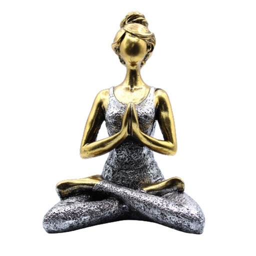 [YogaL-02] Yoga Lady Figure -  Bronze & Silver 24cm
