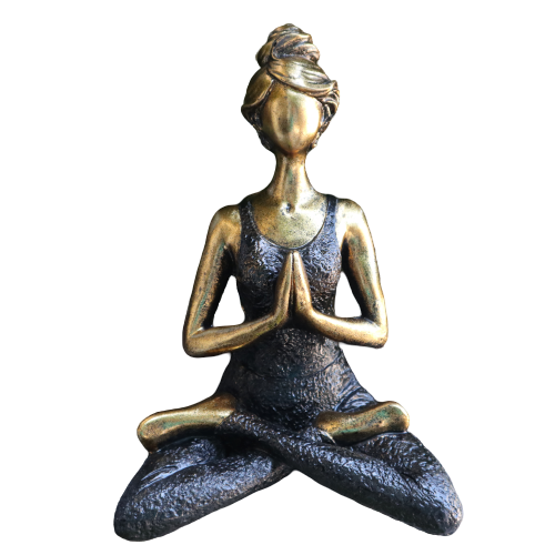 [YogaL-03] Yoga Lady Figure -  Bronze & Black 24cm