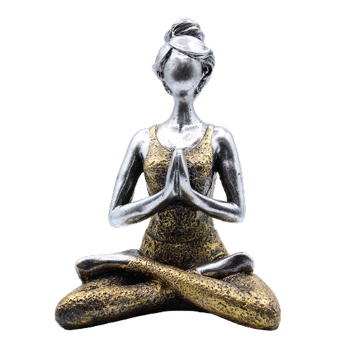 [YogaL-04] Yoga Lady Figure -  Silver & Gold 24cm