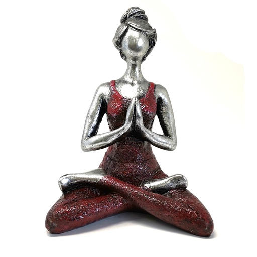 [YogaL-06] Yoga Lady Figure -  Silver & Bordeaux 24cm