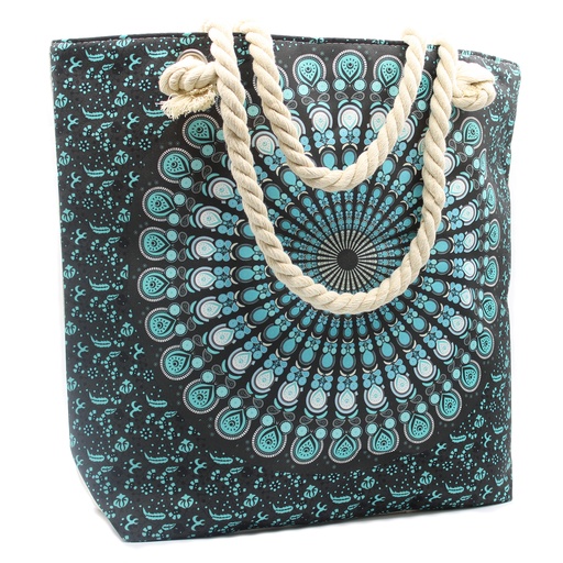 [MAND-01] Bolso Mandala con Asa de Cuerda - Azul Oscuro