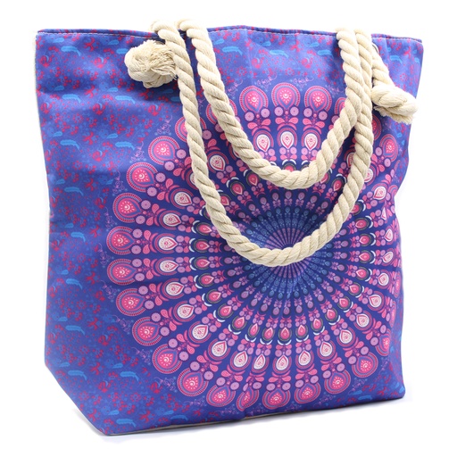 [MAND-02] Bolso Mandala con Asa de Cuerda - Azul Violeta