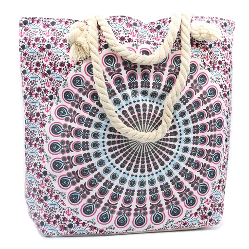[MAND-03] Bolso Mandala con Asa de Cuerda - Azul Eléctrico