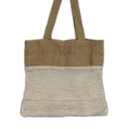 [MeshB-05] Bolsa de Malla de Yute Suave Puro y Algodón - Natural