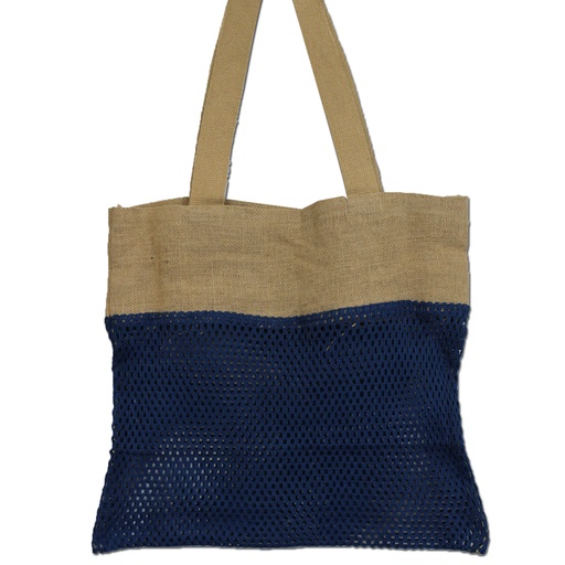 [MeshB-06] Bolsa de Malla de Yute Suave Puro y Algodón- Denim