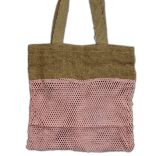 [MeshB-08] Bolsa de Malla de Yute Suave Puro y Algodón- Rosa