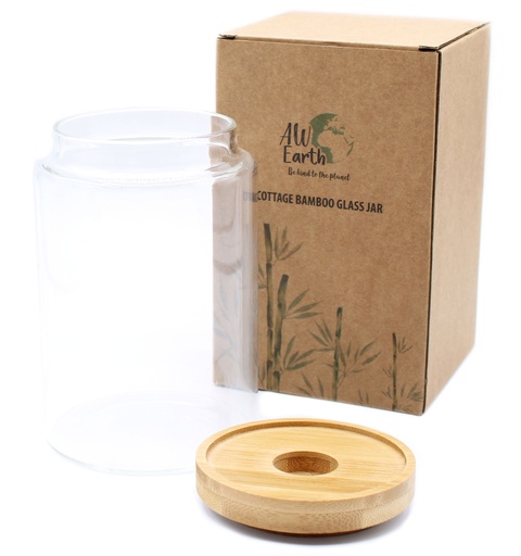 [CGJ-02] Bote de Cristal con Tapa de Bambú - 10cm