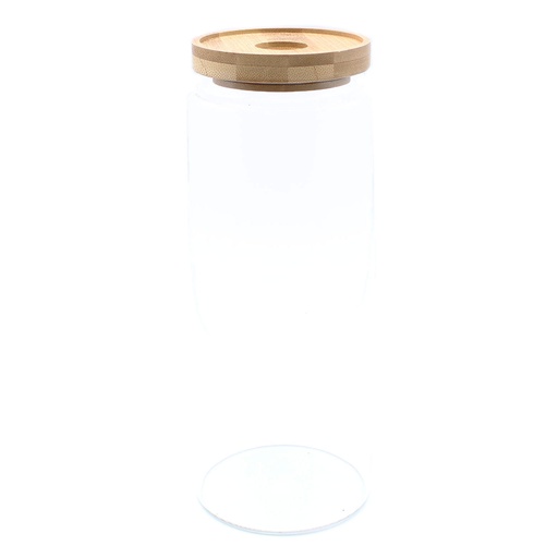 [CGJ-05] Bote de Cristal con Tapa de Bambú - 25cm